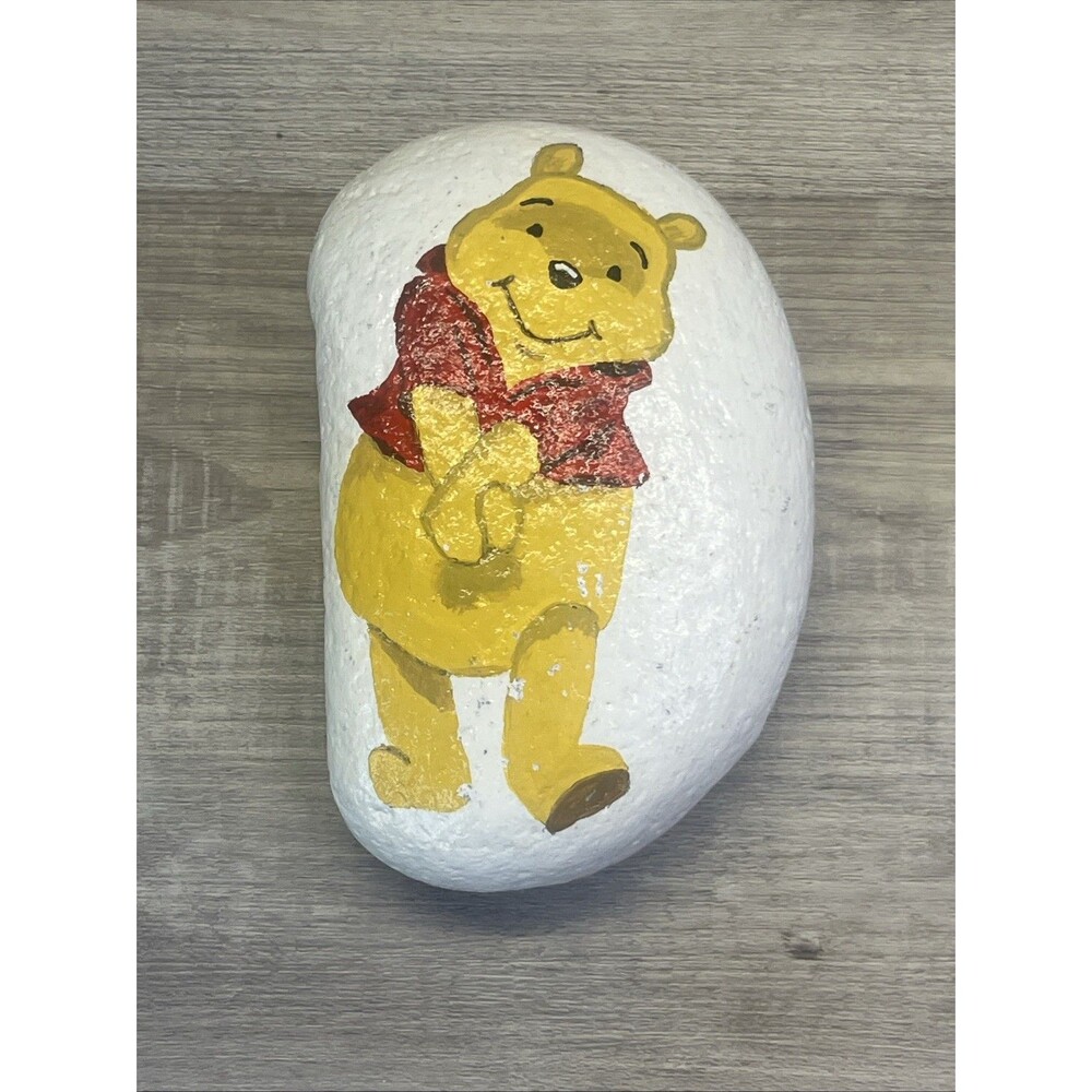 Hand Painted Art Rock Garden Winnie the Poo Paperweight OOAK